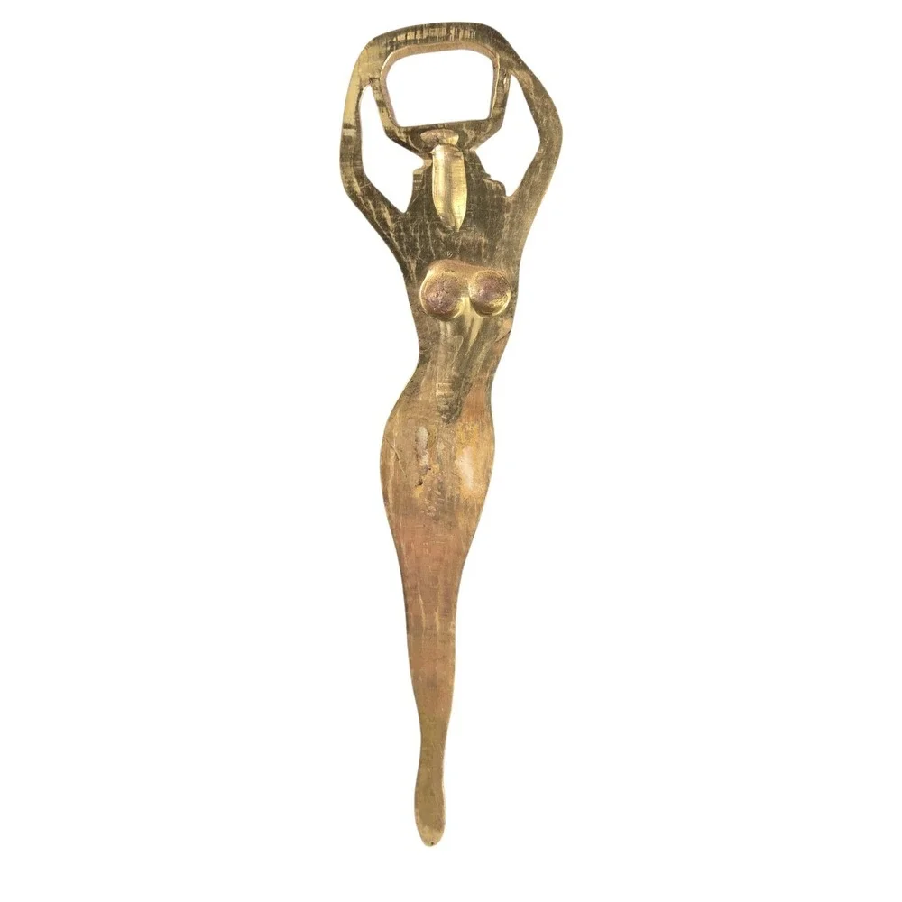 Vintage 50s Indian Ethnic Lady Brass Bottle Opener Nude Figure‎ Collectable